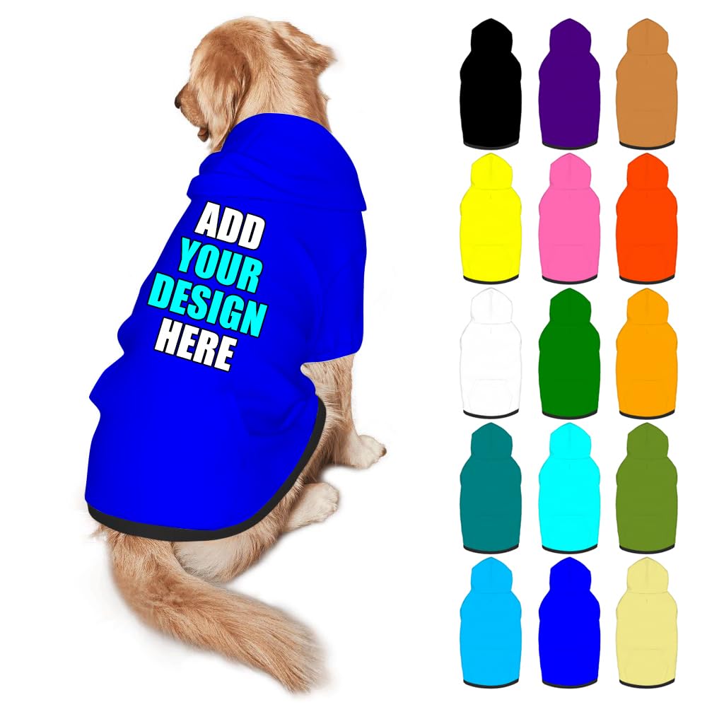 Mynvzrk Custom Dog Clothes with Photo Name Logo Personalized Dog Sweaters for Small Medium Large Dogs Breathable Warm, Gold, L
