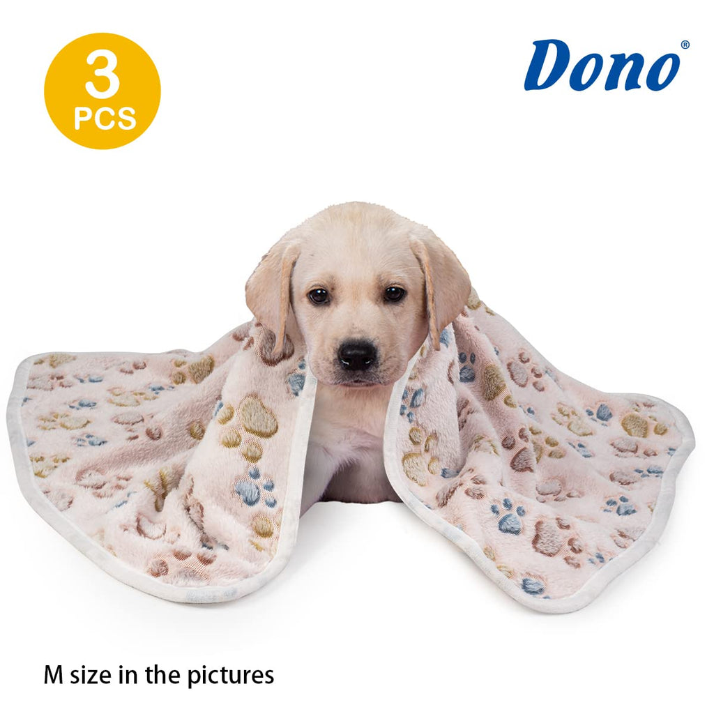 Dono 1 Pack 3 Dog Blankets, Soft Fluffy Fleece Pet Blanket Warm Sleep Mat Paw Print Design Puppy Kitten Throw Blankets Doggy Blanket for Dogs