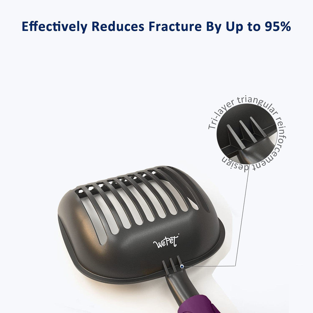 WePet Cat Litter Scoop, Non-Stick Plated Aluminum Alloy Sifter, Kitty Durable Metal Scooper, Deep Shovel, Long Handle, Kitten Pooper Lifter, Size Large, Coated Black Body with Violet Handle