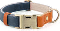 Plutus Pet Genuine Leather & Hemp Dog Collar – Adjustable Heavy Duty Pet Collar with Quick Release Metal Buckle, Soft & Stylish for Puppy and Small, Medium, Large Dogs (Blue, S)