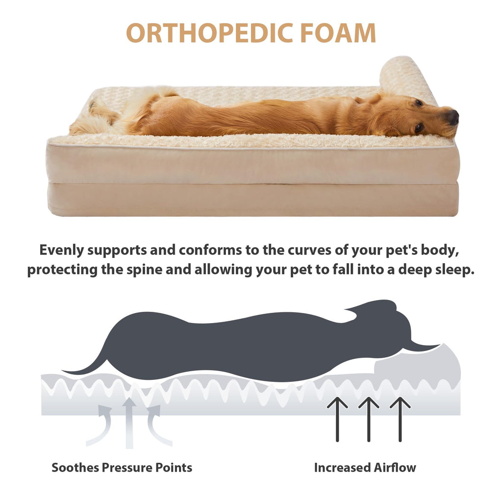 BFPETHOME Orthopedic Washable Dog Bed, Sleeping Couch for Large Senior Dogs