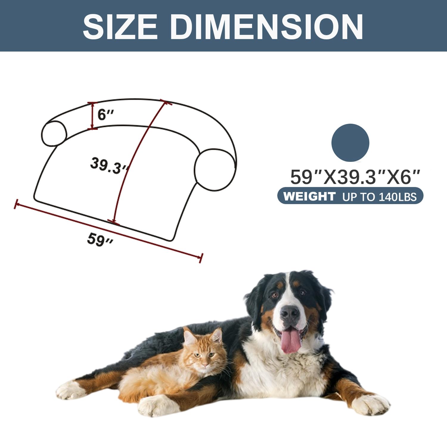 Tinaco Calming Dogs/Cats Bed Mats, Dog Pad Washable Removable Couch Cover, Plush Long Fur Mat for Pets, Waterproof Lining, Perfect for Small, Medium and Large Dogs and Cats (Navy Blue, 59"x39")