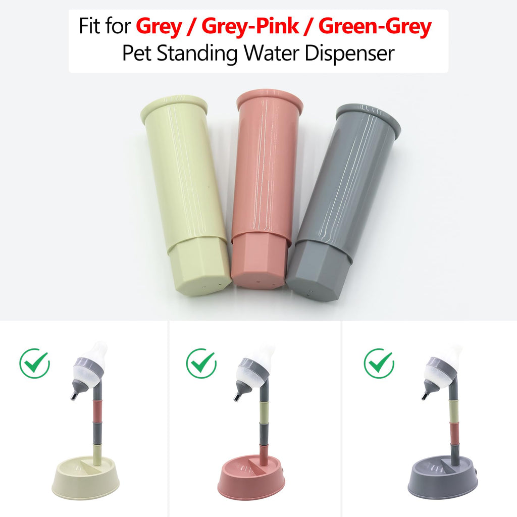 NACOCO Pet Standing Water Dispenser - Cat Dog Standing Bowl with Detachable Pole Automatically Feeding Water Height Adjustable(Grey/Grey Pink/Green Grey Adjustable Rods)