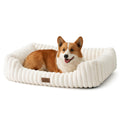 Orthopedic Dog Bed for Medium Dogs & Large Dogs - Washable Rectangle Pet Bed with Anti-Slip Bottom, Soft Calming Cat & Puppy Bed for Indoor Pets (35"x25"x8", Cream)