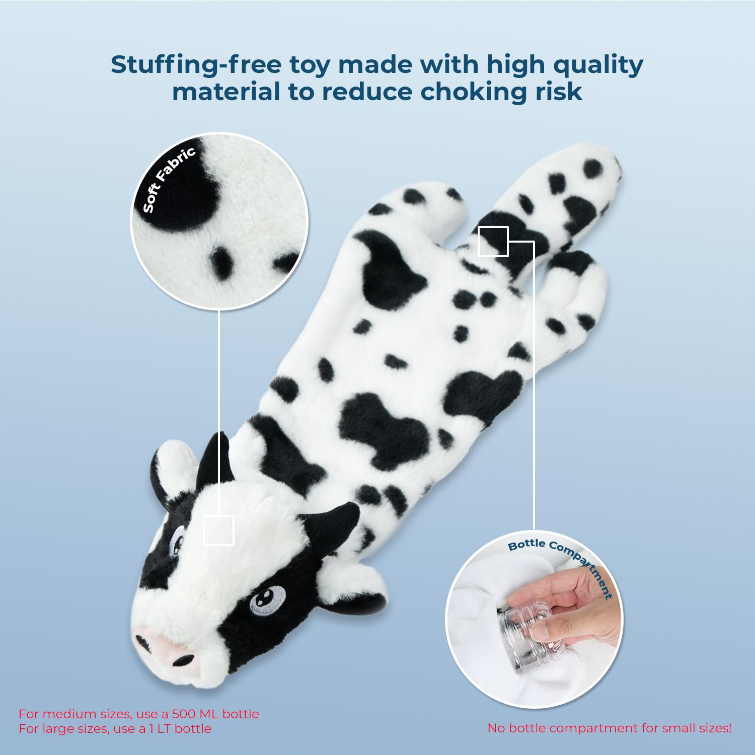 Best Pet Supplies Squeaky Dog Toys with Soft Durable Fabric for Small, Medium and Large Pets Interactive Toy for Indoor Play, Supports Active Biting and Play - Cow, Large