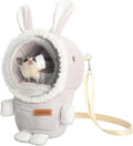 HardcorePet Sugar Glider Bonding Pouch Bonding Pouch Carry for Rat Syrian Hamster Hedgehog Small Pocket Pets, Gerbil Travel Bag Cute Bunny-Shaped Outing Bag with Large Transparent Window（Pink）