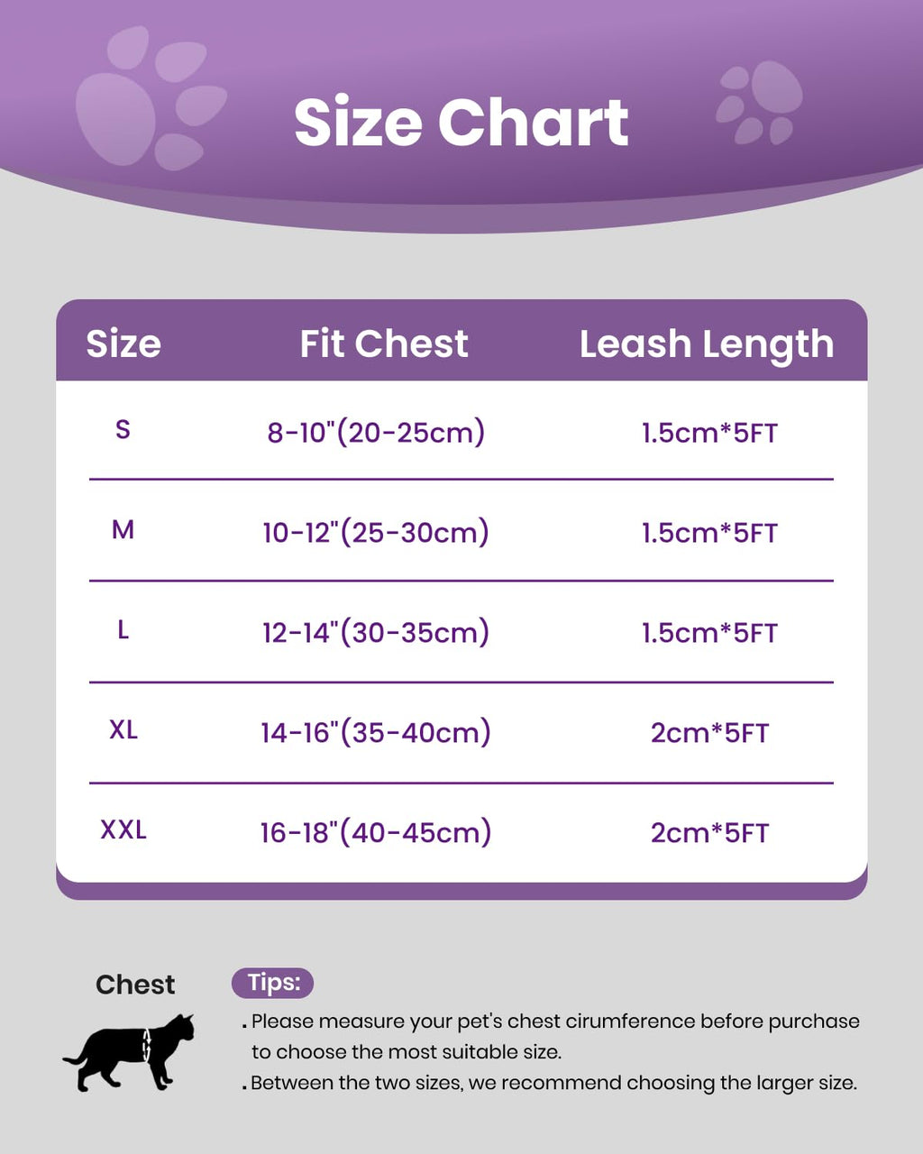 FAYOGOO Cat Harness, Cat Leash and Harness Set for Walking Escape Proof, Harness for Small Cats/Small Dogs, Large Kitten/Puppy Harness and Leash, Harness for Cats,XXL(Modern Violet, Medium)