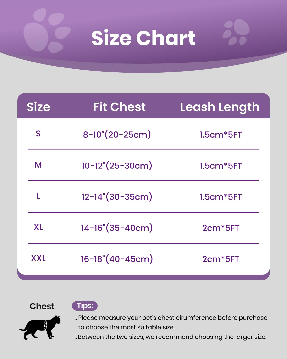 FAYOGOO Cat Harness, Cat Leash and Harness Set for Walking Escape Proof, Harness for Small Cats/Small Dogs, Large Kitten/Puppy Harness and Leash, Harness for Cats,XXL(Modern Violet, Medium)