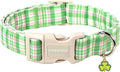 DOGWONG Pink Plaid Adjustable Pet Collar Comfortable Spring Summer Puppy Collar Cute Cotton Collars Durable Necklace Gift for Medium Large Dogs,L