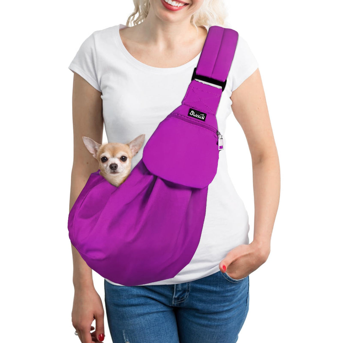 SlowTon Dog Carrier Sling - Thick Padded Shoulder Strap Adjustable, DGY S