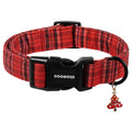 DOGWONG Christmas Plaid Dog Collar, Cute Adjustable Red Tartan Collar, Red Grid Dog Collar with Strong Plastic Buckle for Small Medium Large Dogs,XL