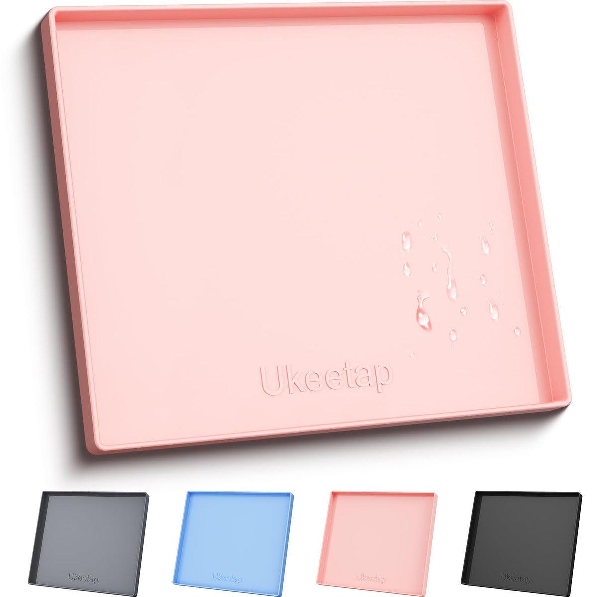 19" x 12" Extra Thick Silicone Mat Waterproof with Raised Edge, Blue