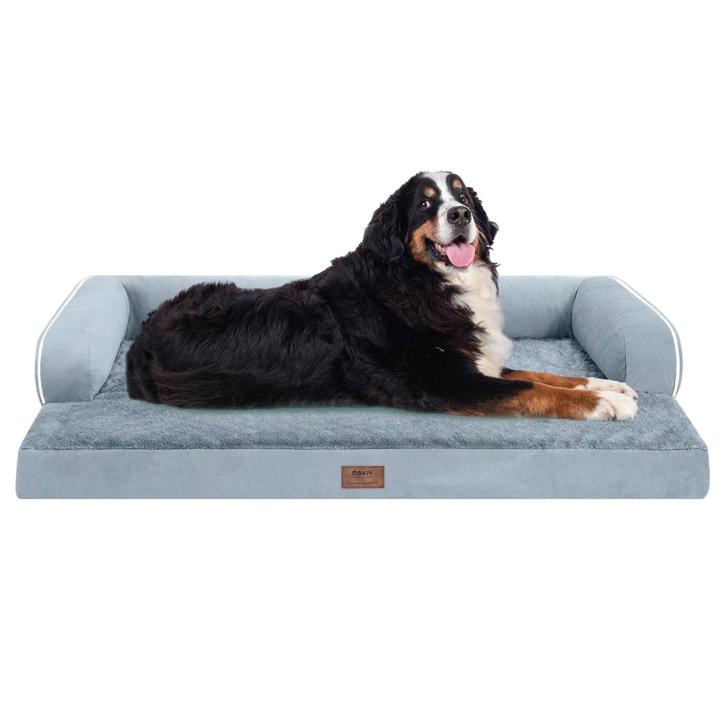 MEKIY Orthopedic Waterproof Jumbo Dog Bed with Bolster for Extra Large Dogs