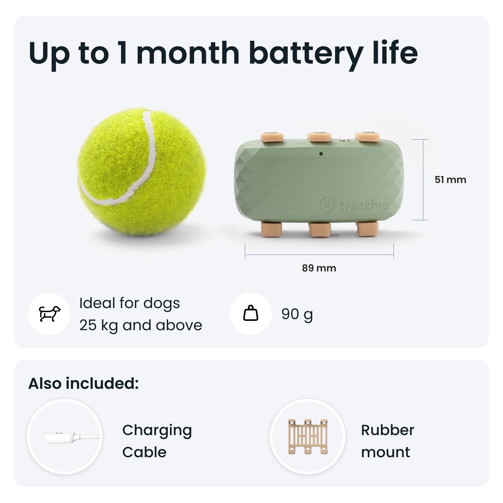 Tractive XL Smart Dog GPS Tracker | Live Pet Tracker with Virtual Fence | Vital Signs Monitoring of Heart & Respiratory Rate | Up to 1-Month Battery Life | Dog Collar Attachment (Green)