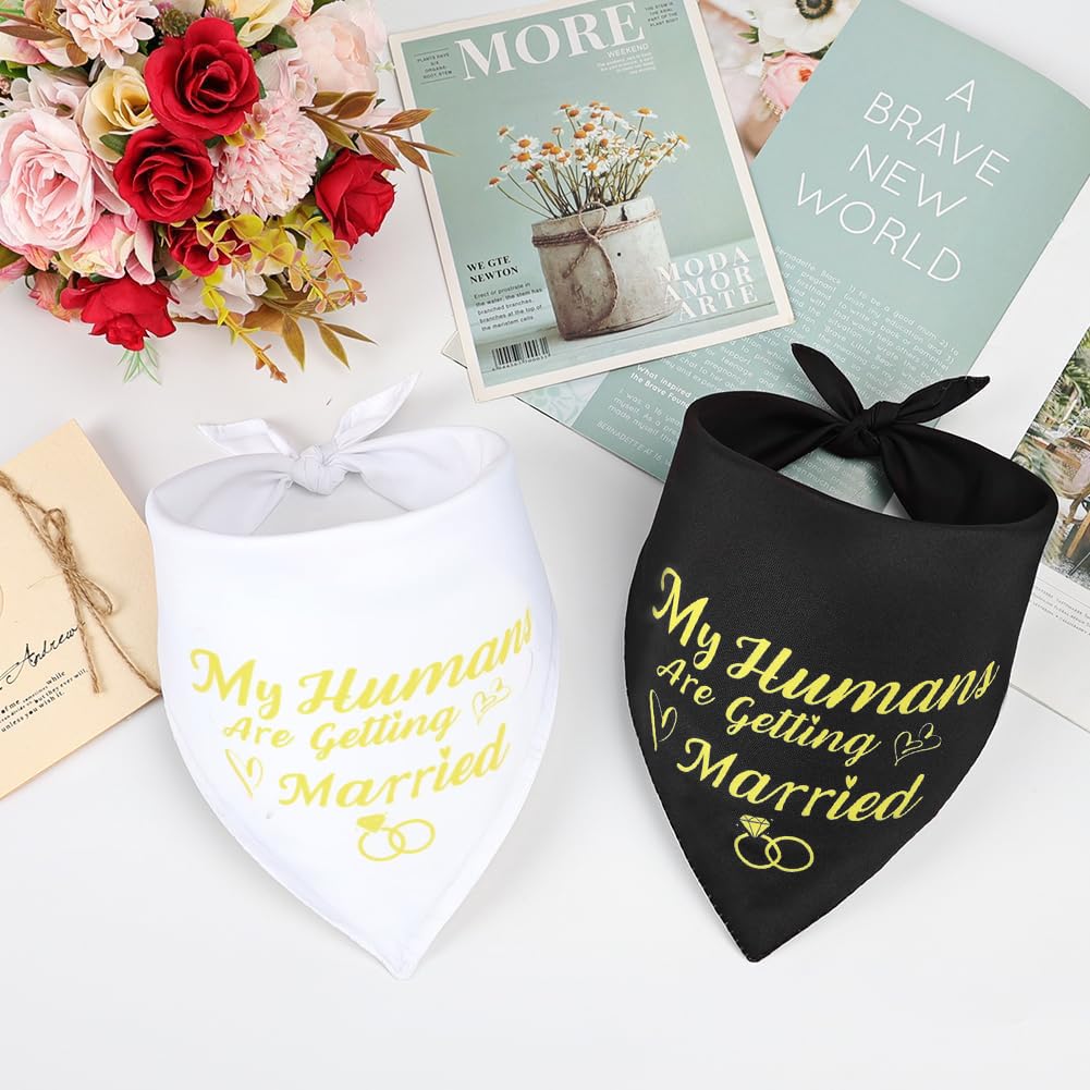 SZEE Wedding Decorations for Pets, 2 Pack My Humans are Getting Married Dog Bandanas, Engagement Party Decorations, Wedding or Engagement Gift for Couples, Dog Wedding Bandanas (Gold, S)