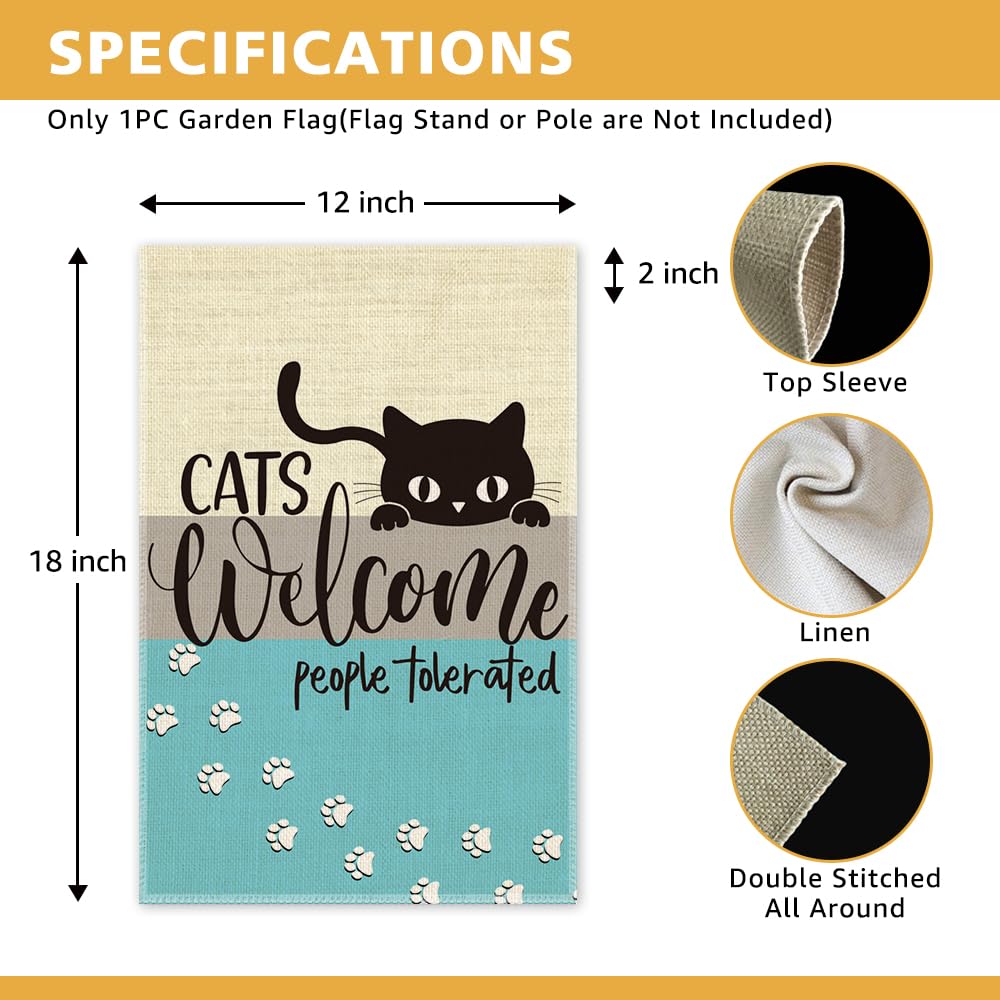 JMYROG Cats Welcome Garden Flag for Outside, Cottagecore Cat Yard Sign