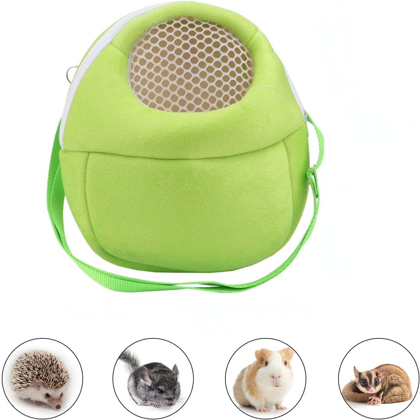 Pet Carrier Backpack for Small Animals, Travel Handbag for Cat, Puppy, Guinea Pig, Hedgehog, Hamster (Green, S)