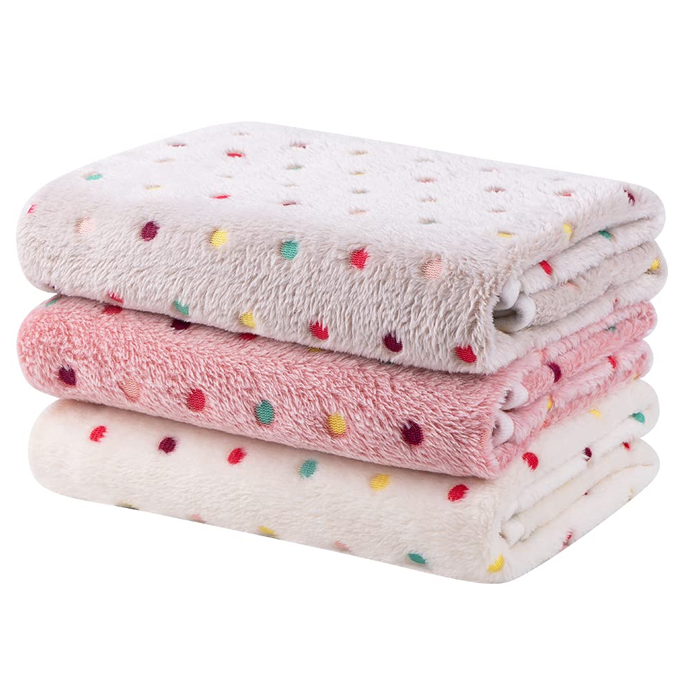 Dono 1 Pack 3 Dog Blankets, Soft Fluffy Fleece Pet Blanket Warm Sleep Mat Paw Print Design Puppy Kitten Throw Blankets Doggy Blanket for Dogs