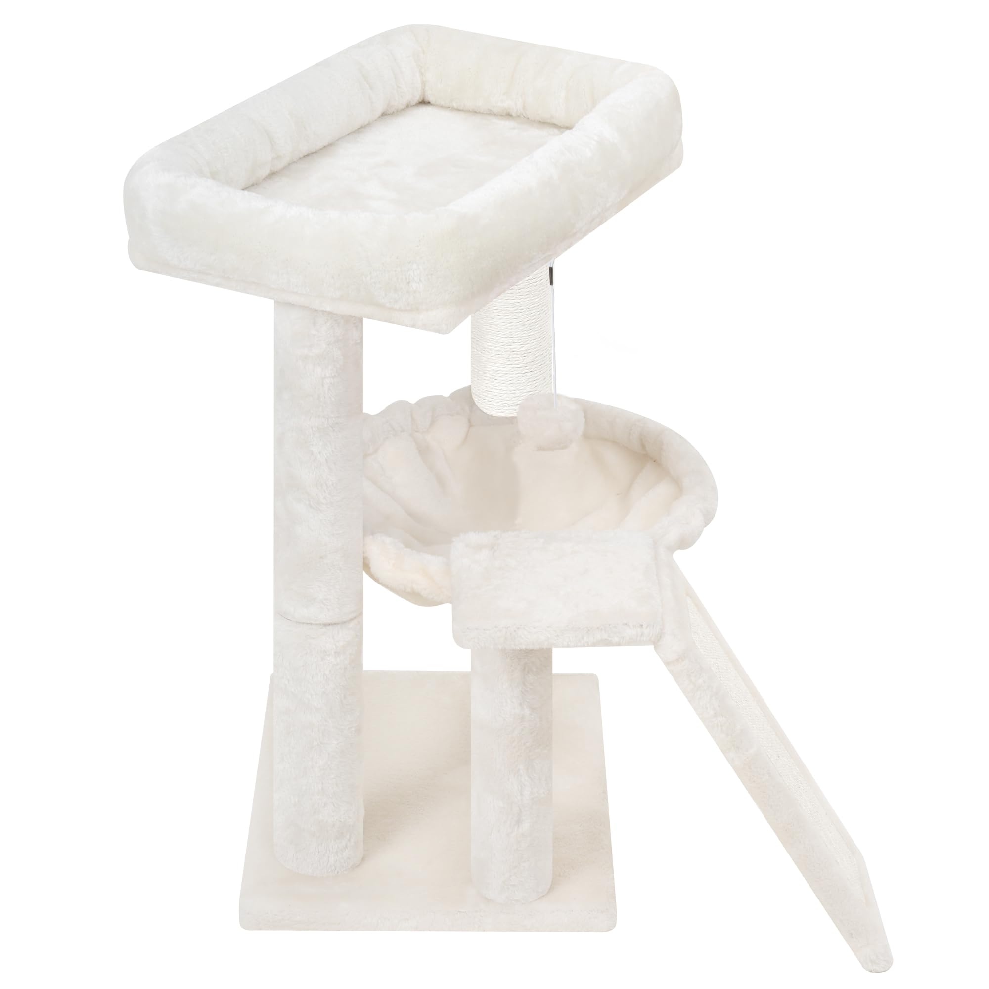 YOUPET Cat Tree with Cat Scratching Post for Indoor Cats, Cat Tower with Scratching Board and Playful Toy Balls, Cat Tree Tower with Cozy Hammock,Beige