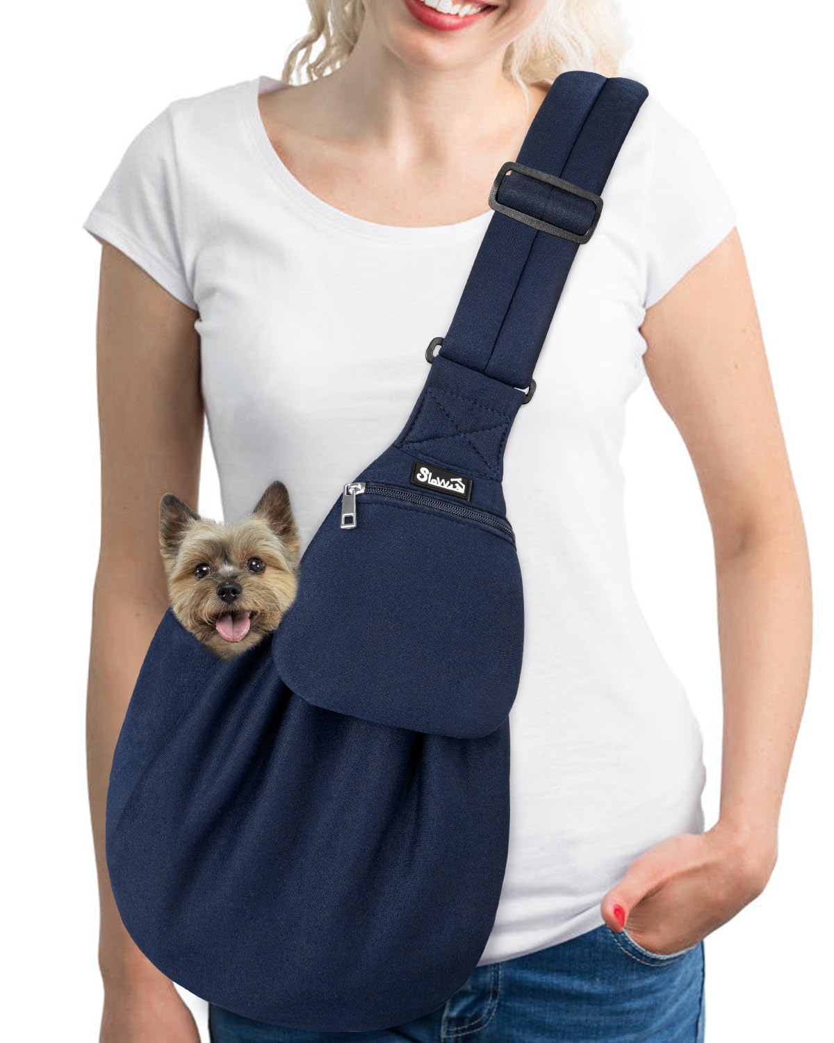 SlowTon Dog Carrier Sling - Thick Padded Shoulder Strap Adjustable, DGY S