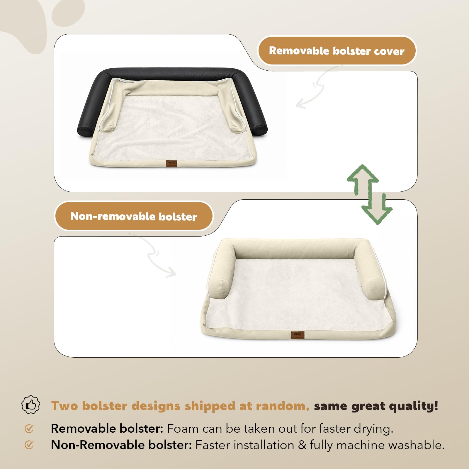 MEKIY Orthopedic Waterproof Jumbo Dog Bed with Bolster for Extra Large Dogs