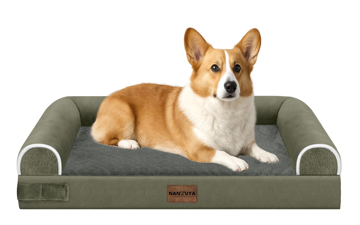 NANUYA Orthopedic Dog Bed for Jumbo Dogs, 48 x 33 Inch, Light Grey