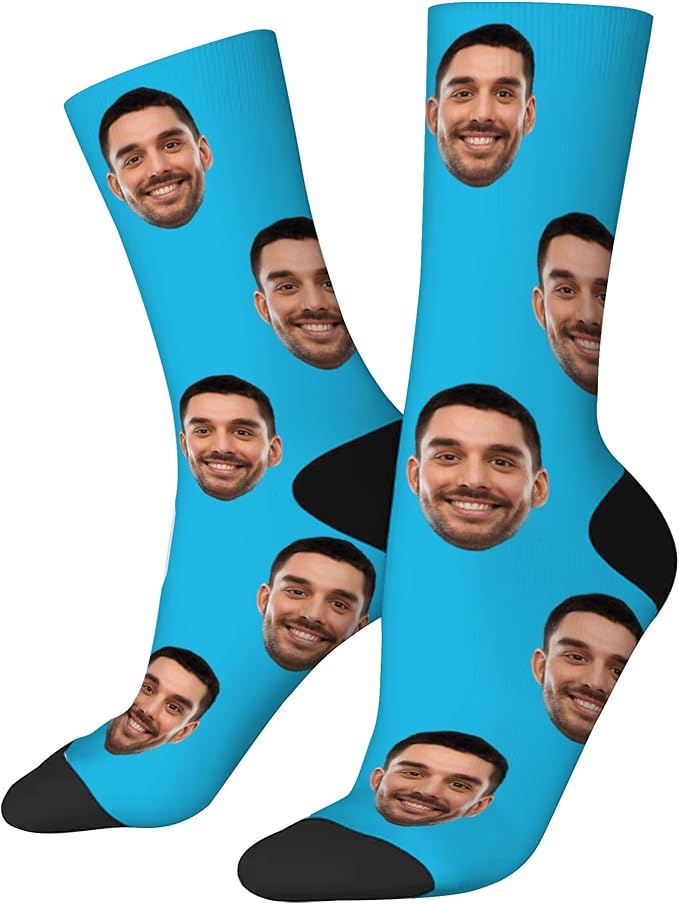 D-Story Custom Face Socks, Personalized Photo Picture on Socks, Unisex Athletic Crew Socks for Men Women