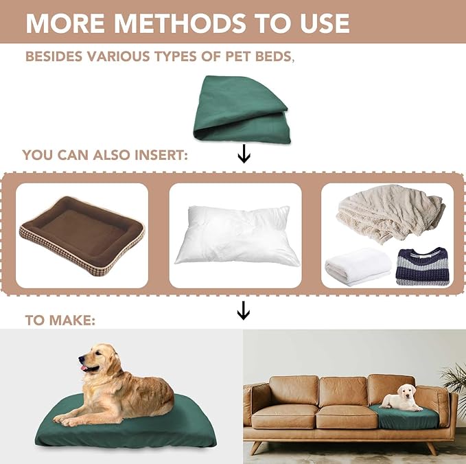 Dog Bed Cover Waterproof Replacement Machine Washable Covers for Dog Bed Heavy Duty Scratch Resistant Mattress Protector Pet Bed 24x18 Inch Dark Green Cover Only