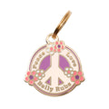 Two Tails Peace, Love, Belly Rubs Dog ID Tag, Engraved, Gold Plating