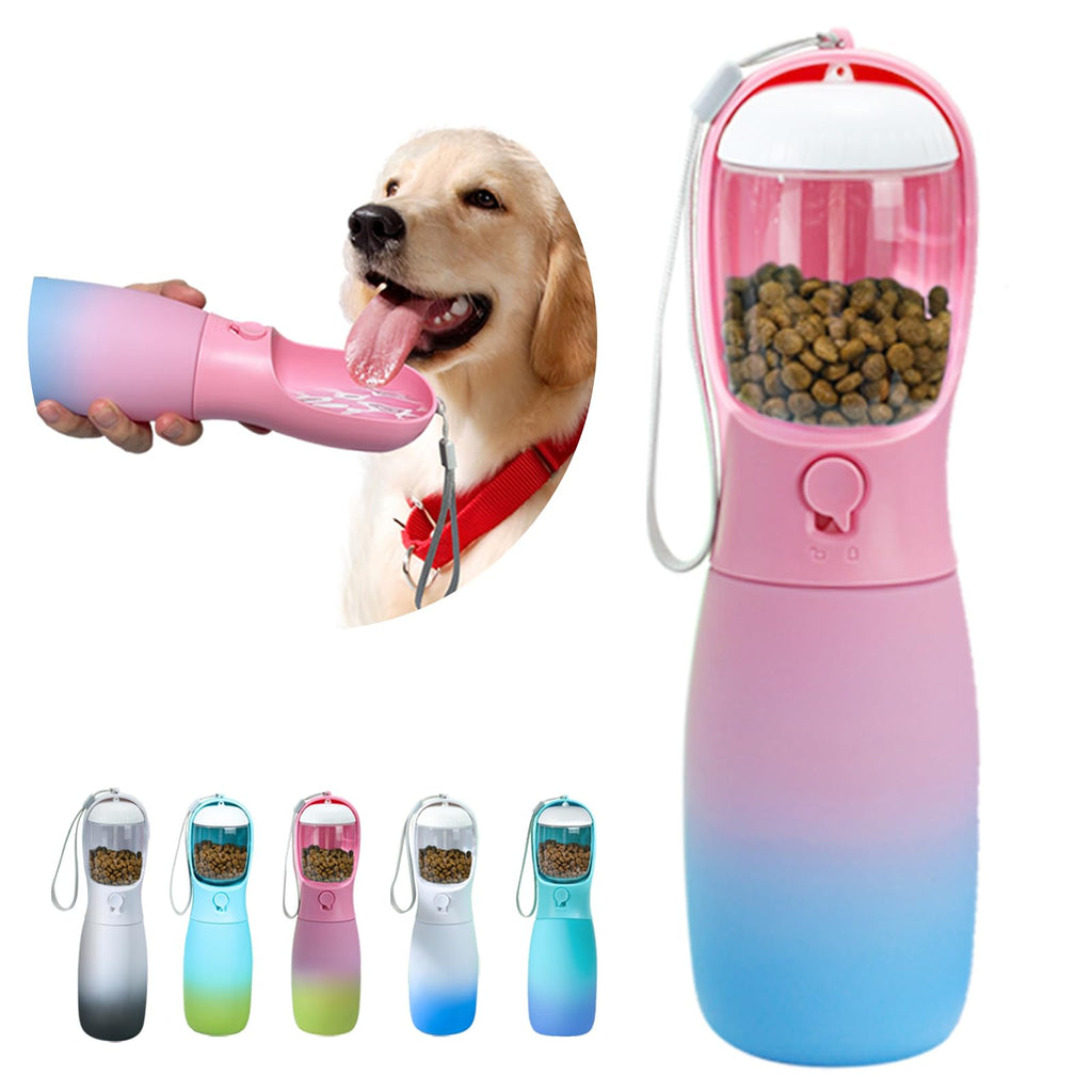 MITOCAPY Dog Water Bottle with Food Container, 19Oz Large Capacity Portable Dog Water Bowl Dispenser, Food Grade New Puppy Essentials & Chihuahua Dog Accessories for Hiking Walking Traveling
