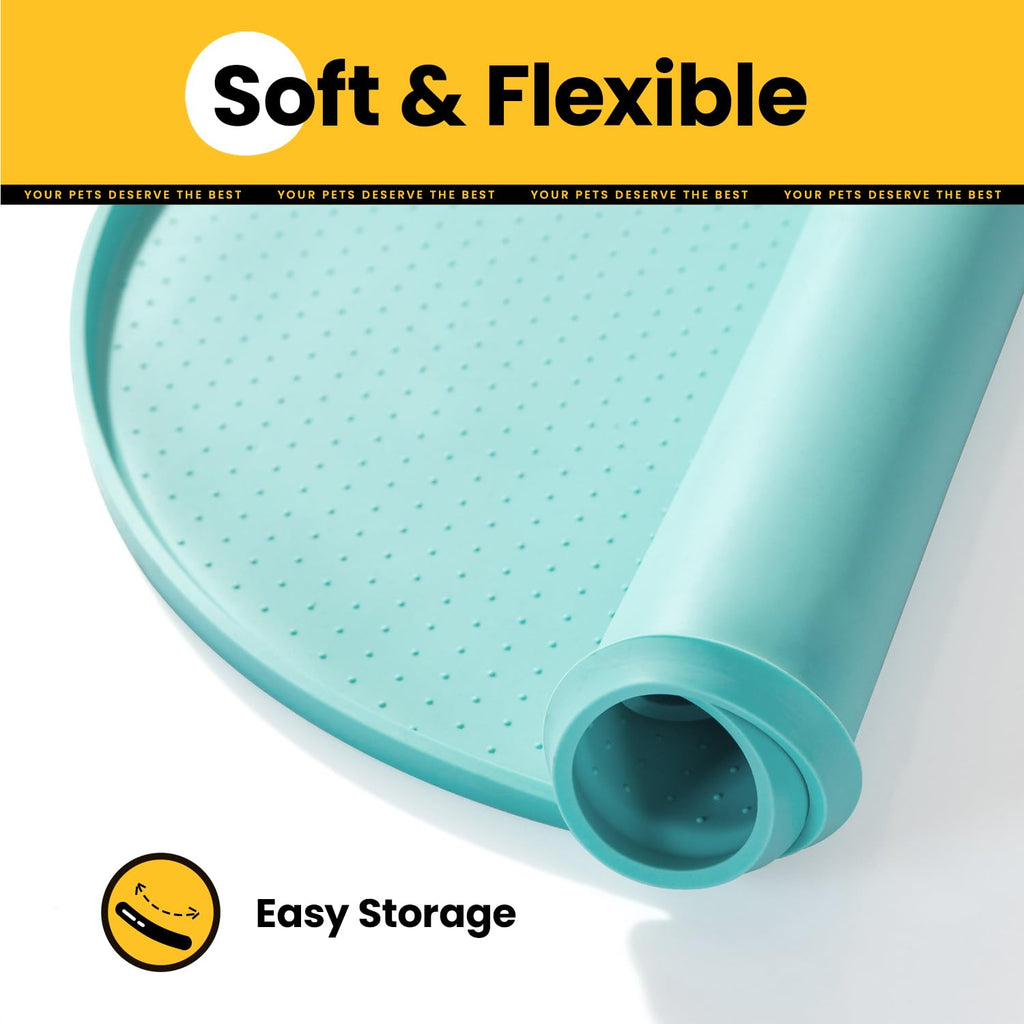 Conlun Dog Food Mat,Raised Edges Pet Food Mats for Spill Containment,BPA-Free Silicone Cat Dog Feeding Mat for Floor Waterproof,Rubber Pet Placemats for Food and Water Bowls 1/2 Inch