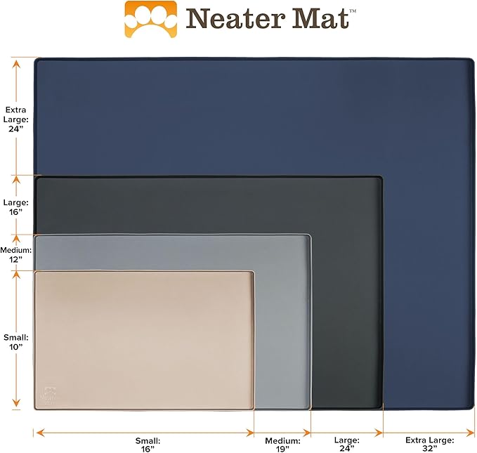 Neater Pet Brands Neater Mat Pet Mats for Food and Water, Cat & Dog Bowl Mat Waterproof Silicone, Feeding Tray, Dog Food Mats for Floors, Placemat w/Raised Edge for Under Bowls, 16” x 10”, Aquamarine