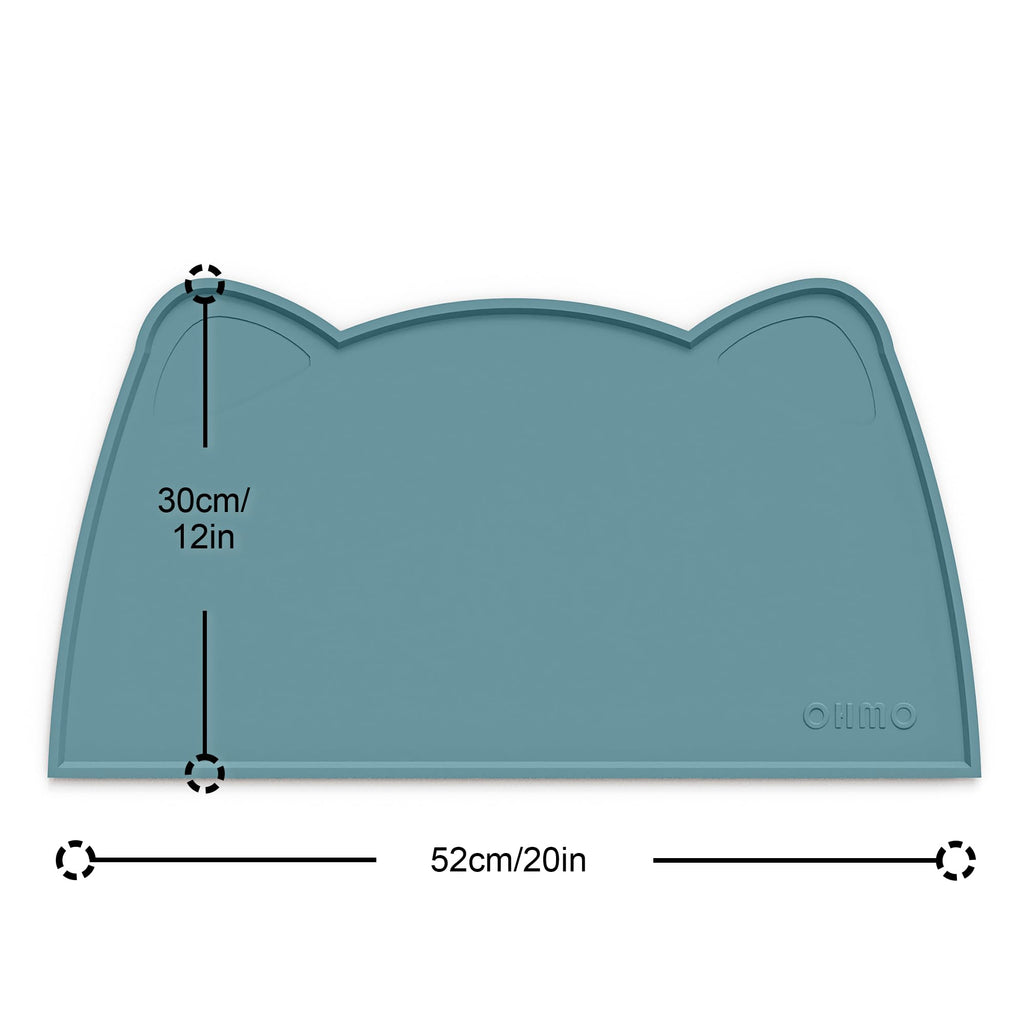 OHMO Cat Food Mat, Silicone Pet Feeding Mat, 20x12, Light Blue