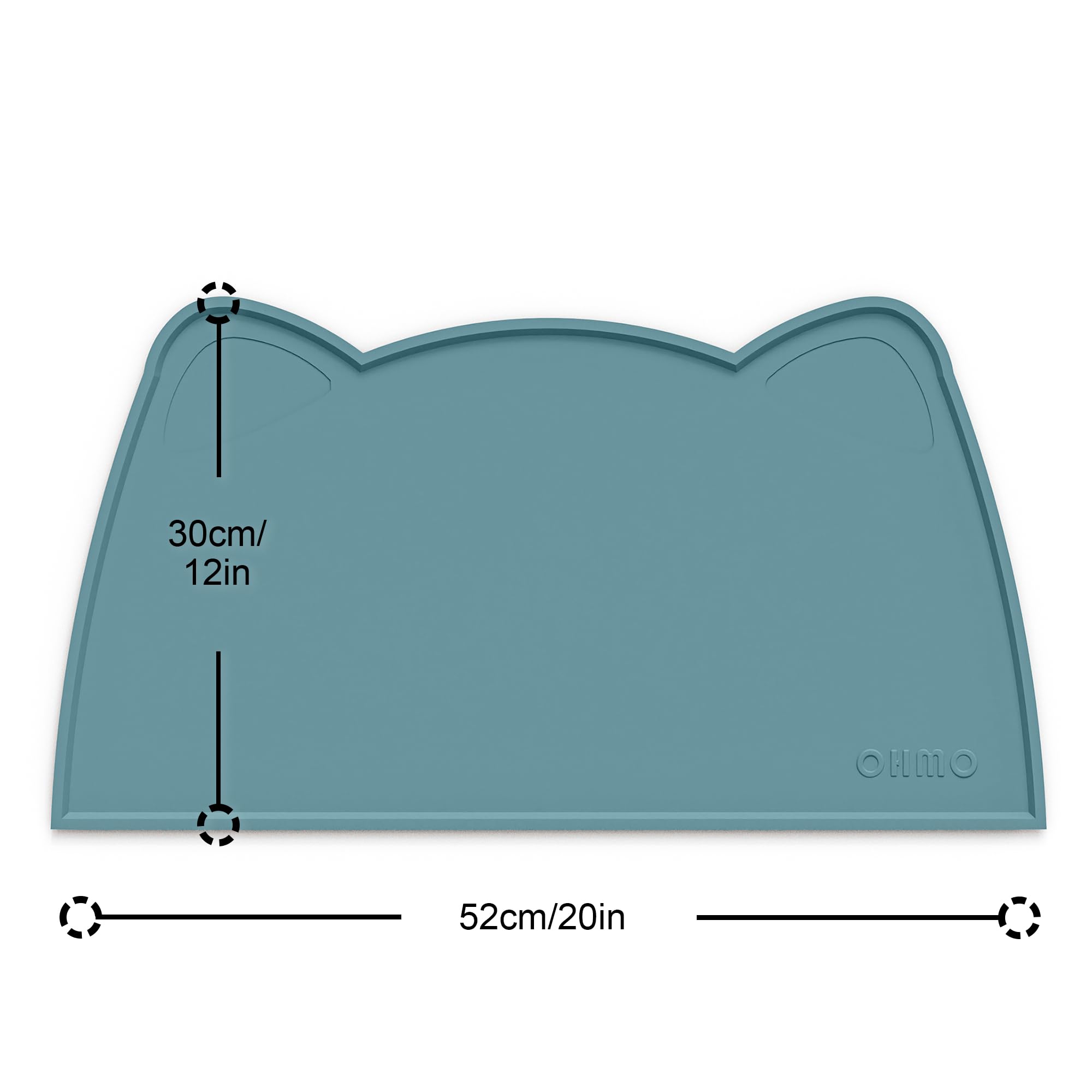 OHMO Cat Food Mat, Silicone Pet Feeding Mat, 20x12, Light Blue
