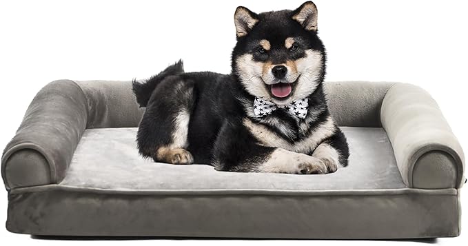 Washable Dog Bed with Cooling Gel Memory Foam, Pressure-Relief Support for Dogs up to 50lbs, Non-Slip Bottom, Removable Cover