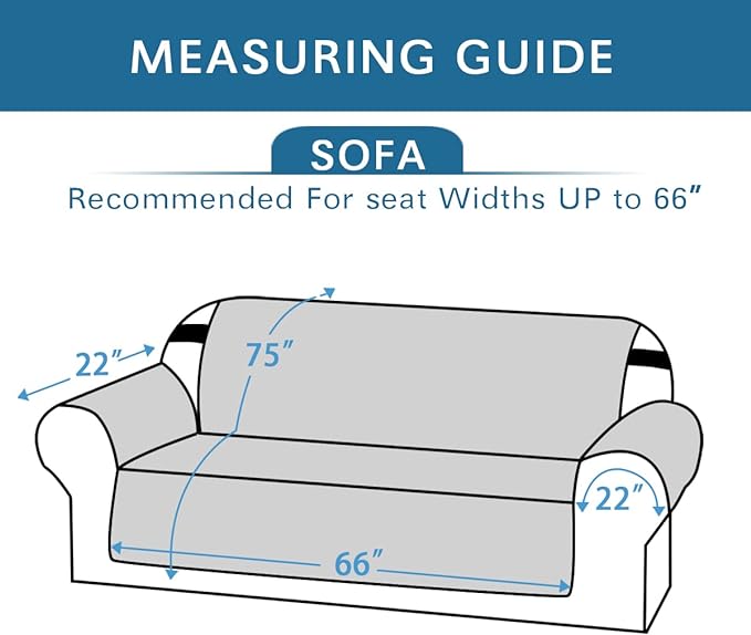 H.VERSAILTEX Reversible Sofa Slipcover Furniture Protector Water Resistant 2 Inch Wide Elastic Straps Sofa Cover Couch Covers Pets Kids Fit Sitting Width Up to 66" (Sofa: 75" x 110", Navy/Beige)