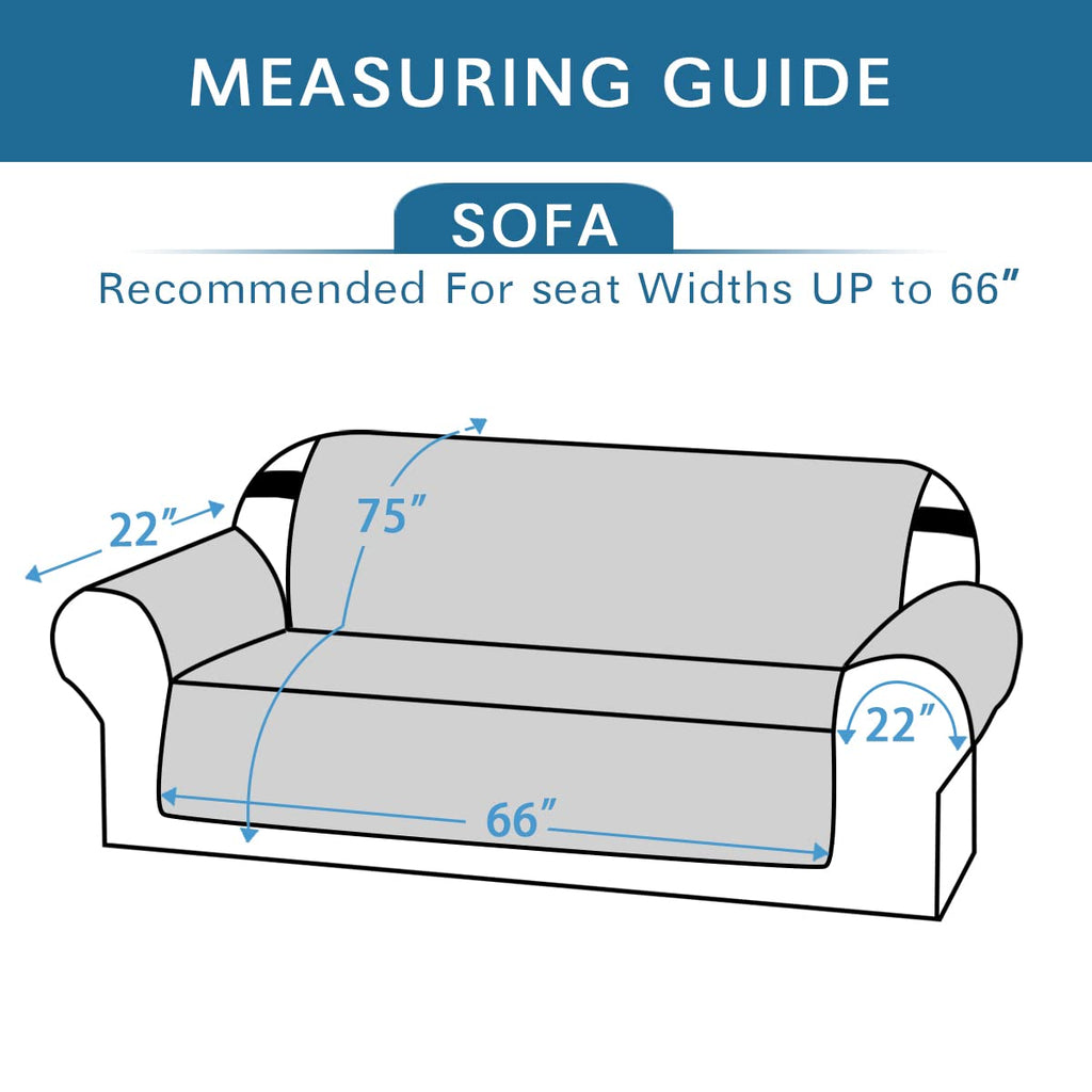 H.VERSAILTEX Reversible Sofa Slipcover Furniture Protector Water Resistant 2 Inch Wide Elastic Straps Sofa Cover Couch Covers Pets Kids Fit Sitting Width Up to 66" (Sofa: 75" x 110", Black/Grey)