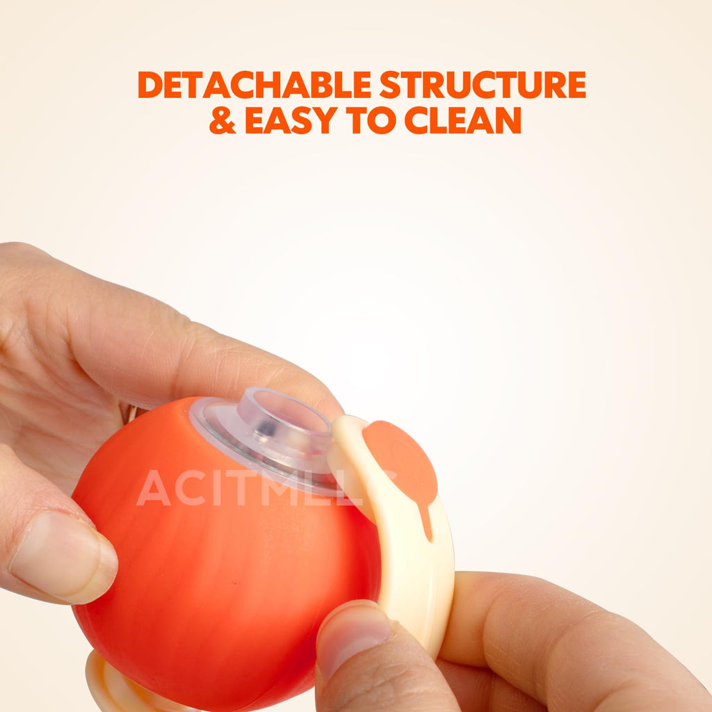 ACITMLLC Interactive Cat & Dog Toy Ball, Automatic Moving/Jumping/Bouncing, Smart Pet Chase Ball with Feather Tail, Electric Rechargeable Enrichment Toys for Indoor Bored Cats & Small Dogs (Orange)