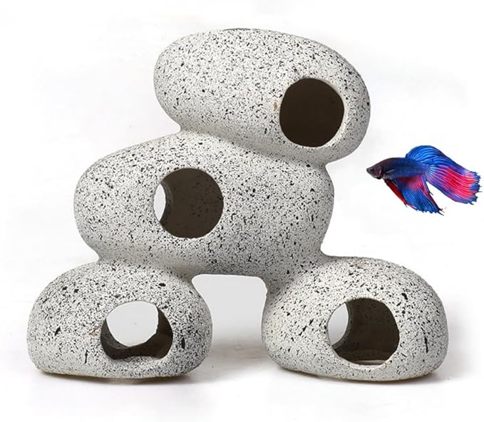 AWXZOM Aquarium Rock Decorations Resin Cichlids Rock with Artificial Moss Betta cave Betta Fish Tank Accessories Fish hides for Aquarium (Rock Cave)