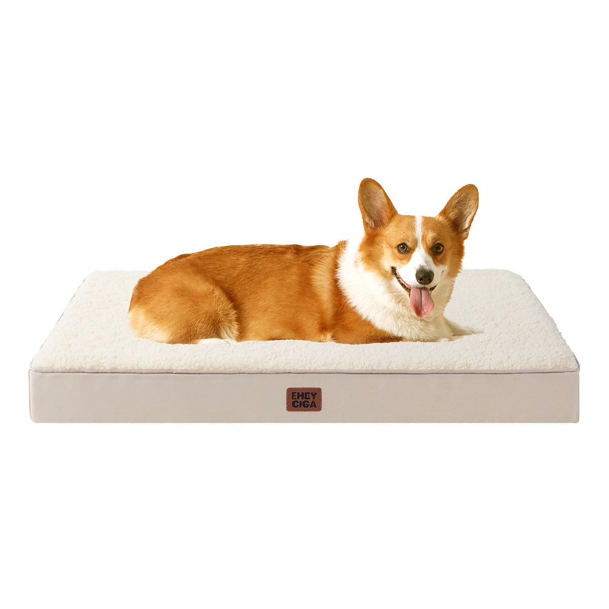 EHEYCIGA Orthopedic Dog Bed Large with Removable Washable Cover, 35IN Beige