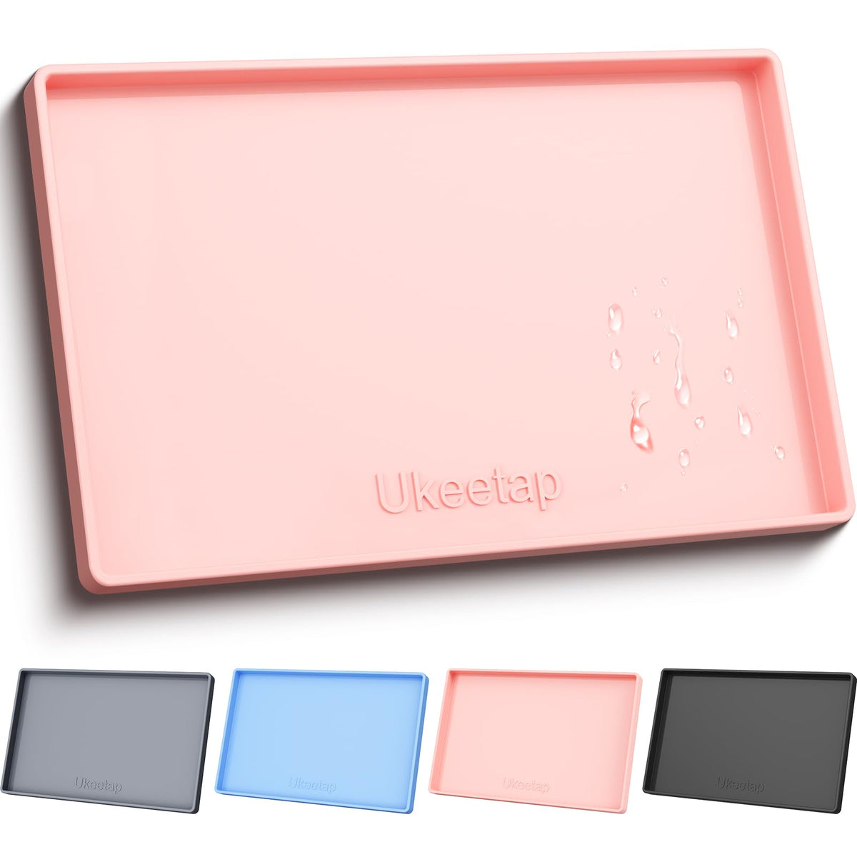 19" x 12" Extra Thick Silicone Mat Waterproof with Raised Edge, Blue