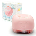 HamInWay Dog Bath Brush, 2-in-1 Dog Brush for Grooming with Built-in Shampoo Dispenser, Gentle Silicone Bristles for Bath & Massage,Easy Clean Design for Dog, Cats & Small Pets, Pink