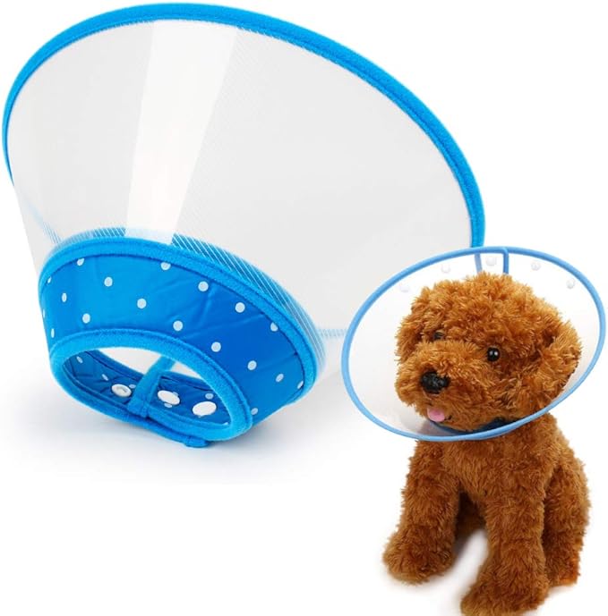 Pet Cone Recovery Dog Cone Adjustable Dog Collar Clear Padded Collar with Breathable Soft Edge, Plastic Puppy Cone Protect The Neck Surgery Recovery, Designed for Cats and Puppies (Large