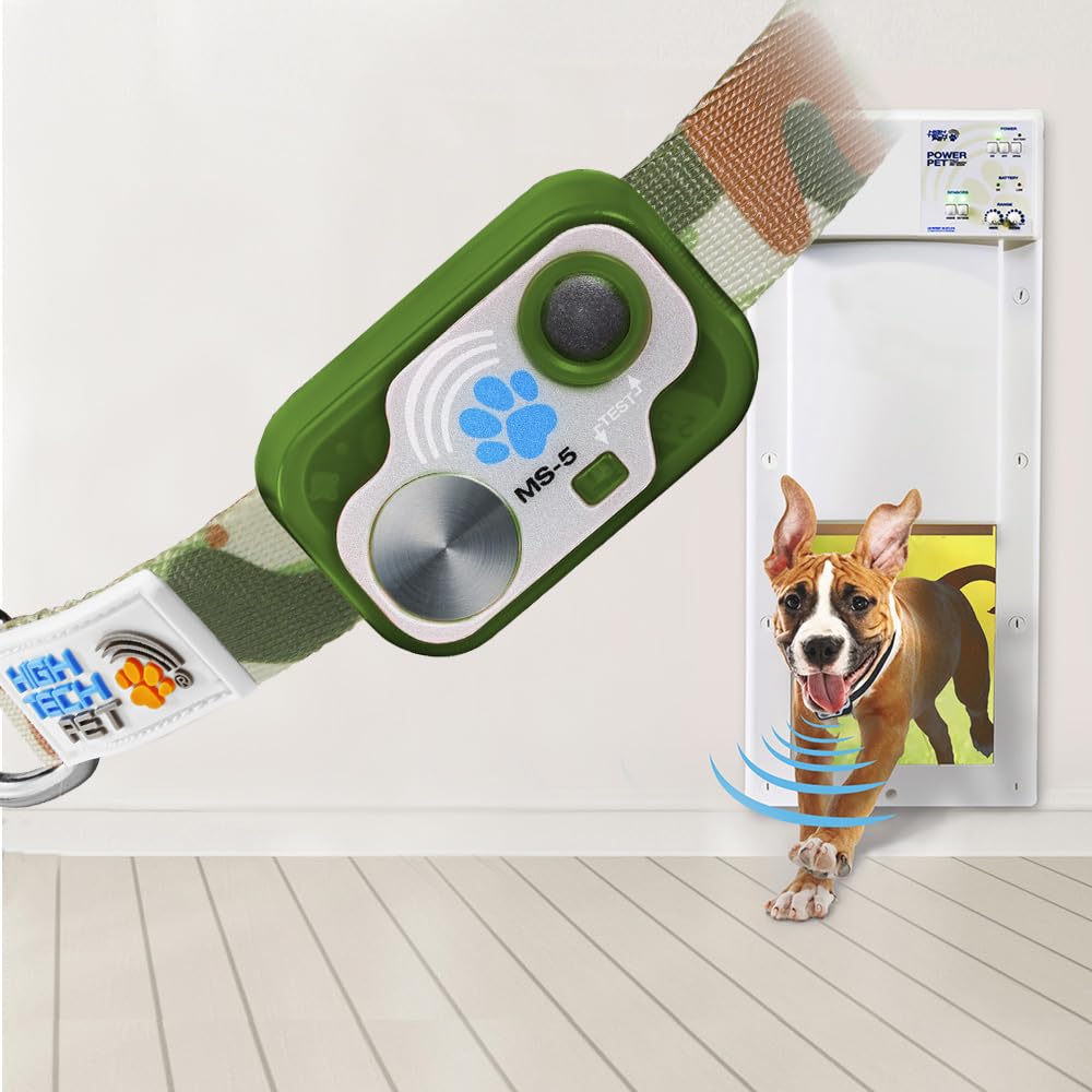 Genuine MS-5® Designer Series Automatic Pet Door Collar Tested & Certified by High Tech Pet for Dogs and Cats - Complies with Power Pet Door Performance Warranty, Waterproof (CAMO, Dog)