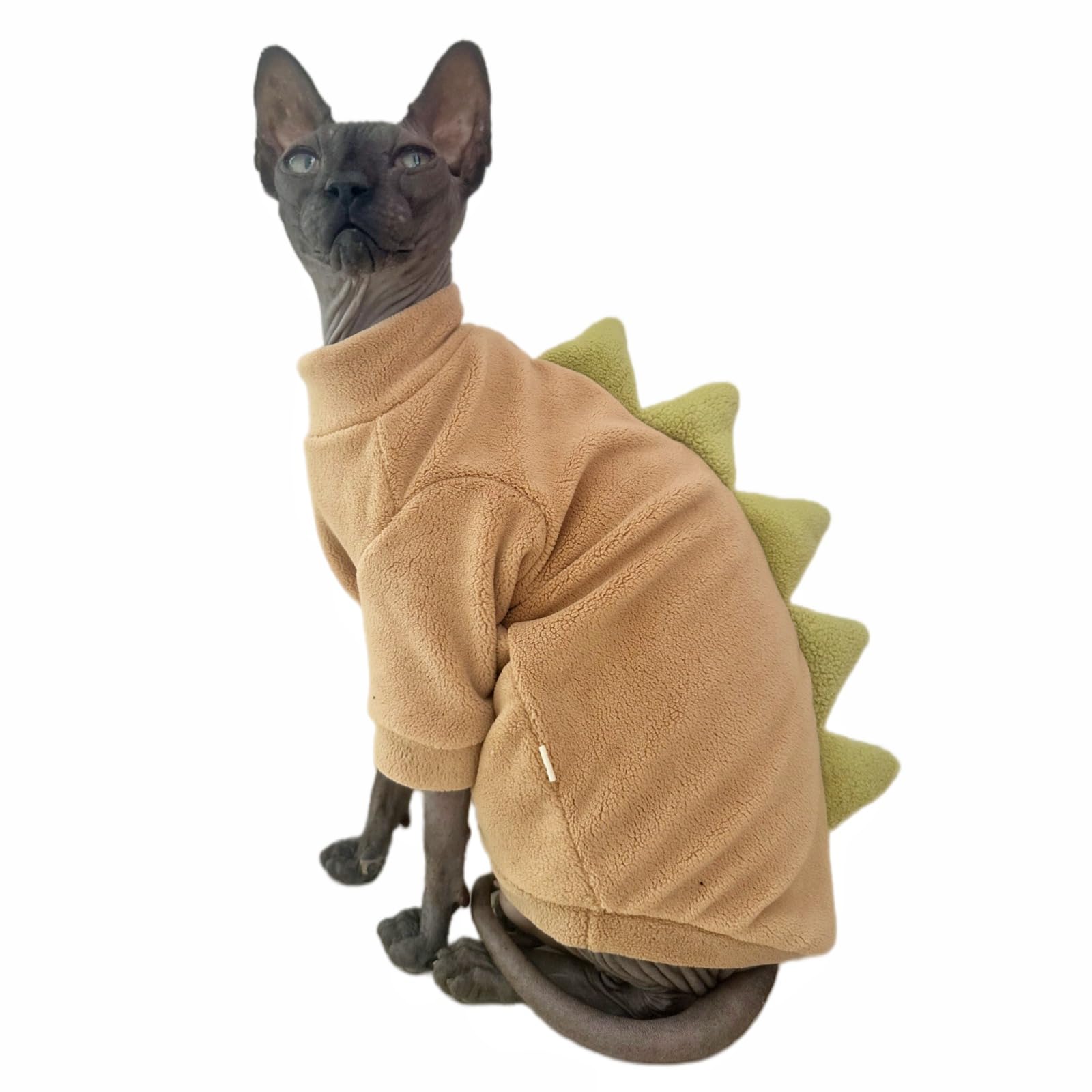 Khaki Dinosaur Sphynx Cat Clothes Sweater Hairless Cat Apparel
