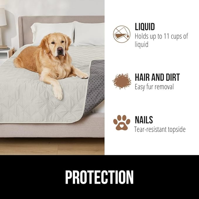 GORILLA GRIP Waterproof Couch Cover for Dogs, Gripped Slip Resistant Backing, Leak Proof Washable Dog Blanket Covers Sofa, Bed, Sectional, Crate, Car, RV Seats, Pet Puppy Essentials, 30x70 Light Taupe