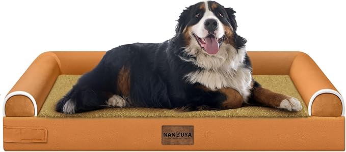 NANUYA Orthopedic Dog Bed for Jumbo Dogs, 53 x 42 Inch, Orange