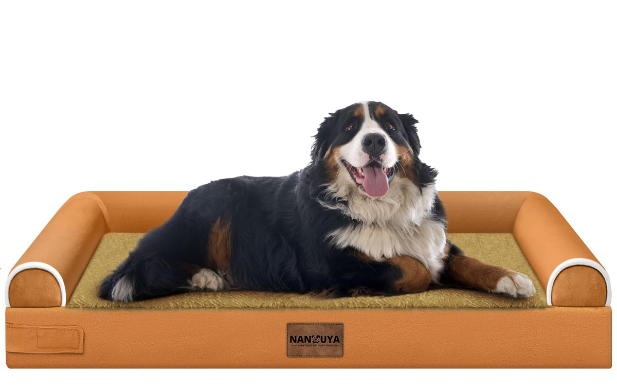 NANUYA Orthopedic Dog Bed for Jumbo Dogs, 48 x 33 Inch, Light Grey