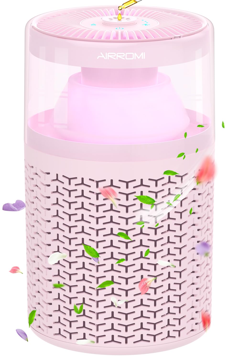 AIRROMI Pet Air Purifier for Home & Bedroom, HEPA Activated Carbon Filter, Removes Pet Dander & Odor, Allergies, Smoke, Hair, Night Light, Fragrance Sponge, Up to 658 ft², A2002 Pink