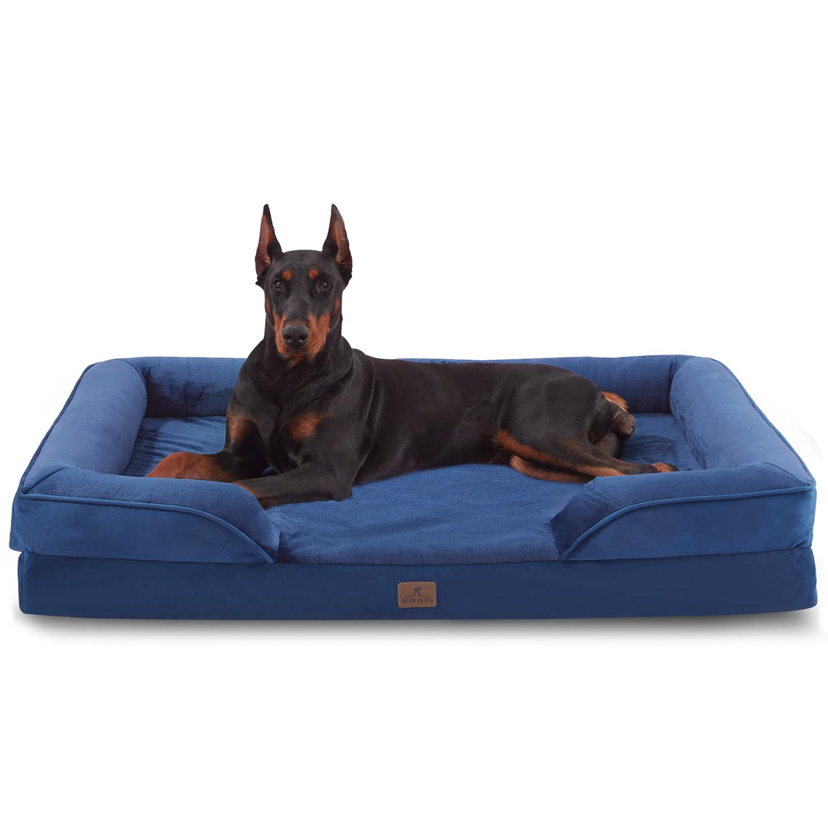 Bedfolks Orthopedic Dog Bed, Big Waterproof Dog Sofa Bed for Large Dogs, Egg Foam Pet Couch Bed with Removable Washable Cover and Nonslip Bottom, Black